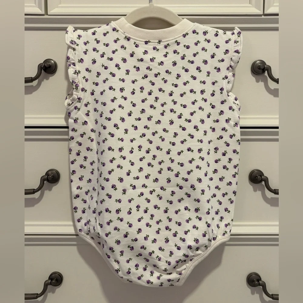 NWT Pink Chicken NY Baby Girls Organic Sweatshirt Bubble Tiny Purple Roses 18-24 - Picture 6 of 6
